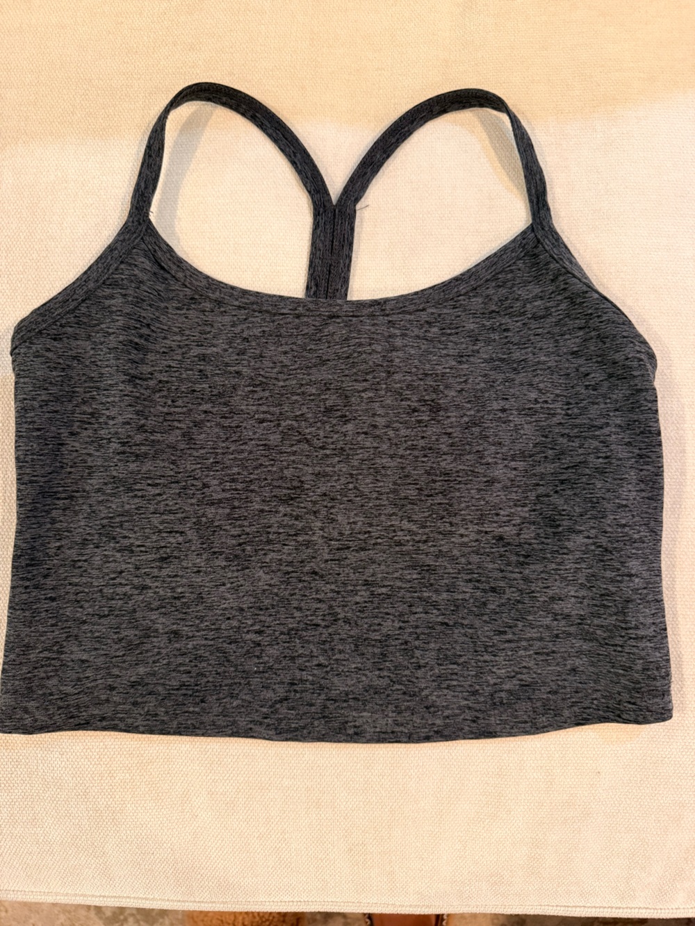 Beyond Yoga Heather Charcoal Gray Racerback Crop Tank, size medium